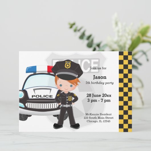 Invitation Fête d'enfants policiers (Debout devant)