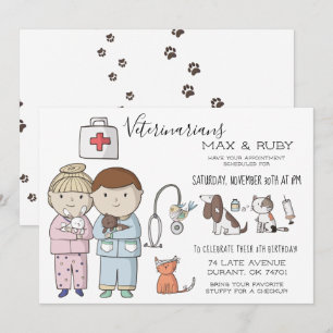 Invitation Fête d'enfants sur le thème vétérinaire pour garço