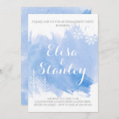 Invitation Fête d'engagement abstraite d'aquarelle bleu moder (Devant / Derrière)