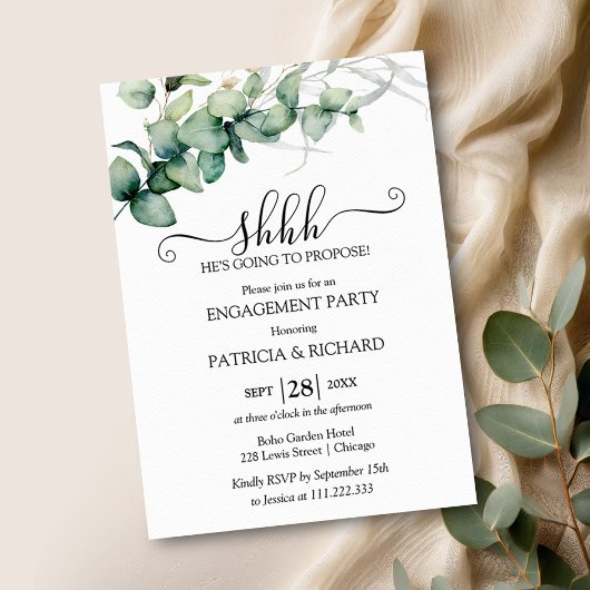 Invitation Fête d'engagement BBQ Greenery I