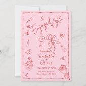 Invitation Fête d'engagement branchée à main rose (Devant)