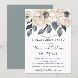 Invitation Fête d'engagement de calligraphie florale rustique