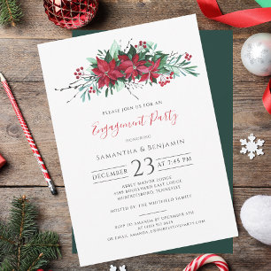 Invitation Fête d'engagement de Noël Florale Berries d'hiver