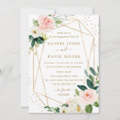 Invitation Fête d'engagement en or brillant géométrique (Devant)