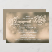 Invitation Fête d'engagement floral brun vanille moderne (Devant / Derrière)