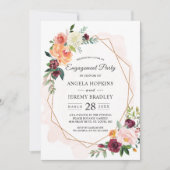 Invitation Fête d'engagement Floral Flush Flush moderne (Devant)