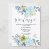Invitation Fête d'engagement Floral Vert Jaune clair (Devant)