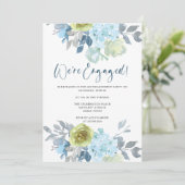 Invitation Fête d'engagement Floral Vert Jaune clair (Debout devant)