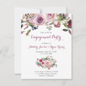 Invitation Fête d'engagement florale rose violet (Devant)