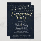 Invitation Fête d'engagement Glamour de minuit (Devant / Derrière)