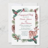 Invitation Fête d'engagement hivernal Mariage de Noël rouge C (Devant)