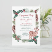 Invitation Fête d'engagement hivernal Mariage de Noël rouge C (Debout devant)