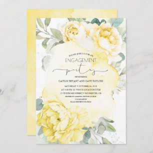 Invitation Fête d'engagement jaune Floral