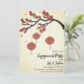 Invitation Fête d'engagement Lanterne dans le jardin d'arbre (Debout devant)
