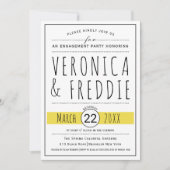 Invitation Fête d'engagement mariage jaune typographie (Devant)