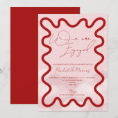 Invitation Fête d'engagement moderne à vague de frontière (Devant / Derrière)