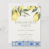 Invitation Fête d'engagement moderne Lemon Méditerranée (Devant)