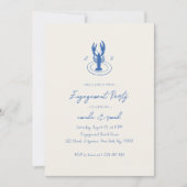 Invitation Fête d'engagement Monogramme de homard (Devant)
