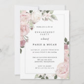 Invitation Fête d'engagement Rose Rose Floral (Devant)