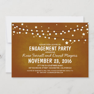 Invitation FÊTE D'ENGAGEMENT Rustique Starry Night Lights