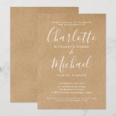 Invitation Fête d'engagement Signature Rustique Kraft (Devant / Derrière)