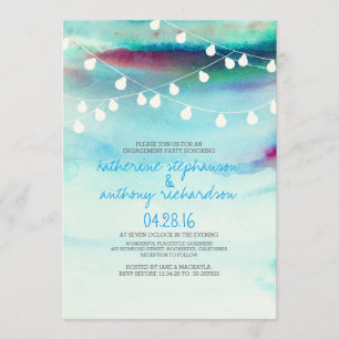 Invitation fête d'engagement sur les lumières de la plage d'a