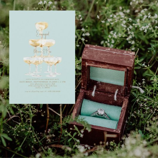 Invitation Fête d'engagement Turquoise Tour Champagne
