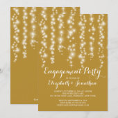 Invitation Fête d'engagement Twinkle Lights moderne (Devant / Derrière)