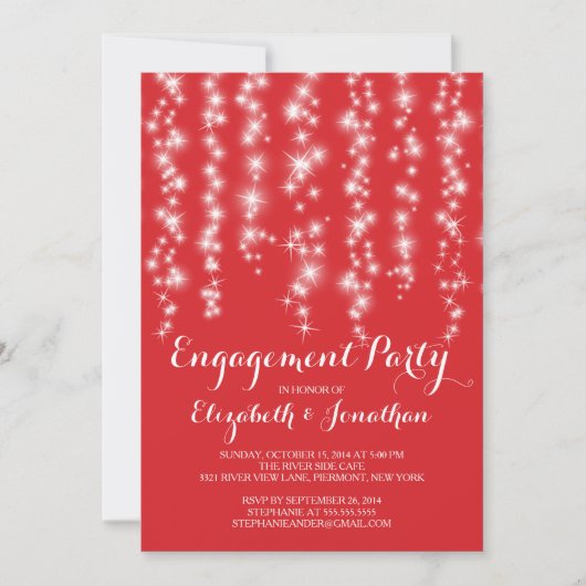 Invitation Fête d'engagement Twinkle Lights moderne (Devant)