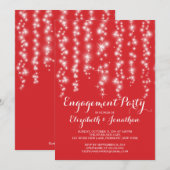 Invitation Fête d'engagement Twinkle Lights moderne (Devant / Derrière)