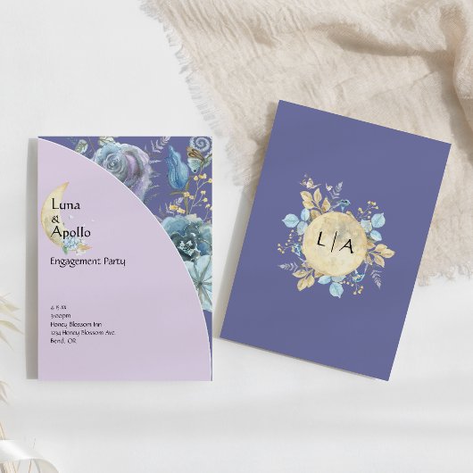 Invitation Fête d'engagement violet de la lune lunaire