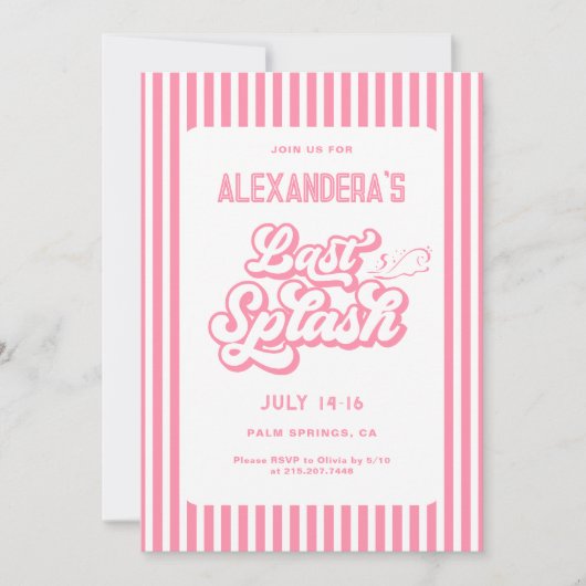 Invitation Fête d'enterrement de vie de jeune fille au dernie (Devant)
