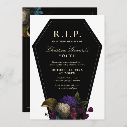 Invitation Fête d'enterrement RIP Jeunesse (Devant / Derrière)