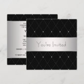 Invitation Fête d'entreprise Black Silver Black Tie (Devant / Derrière)