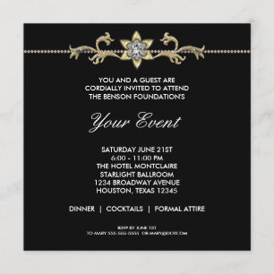Invitation Fête d'entreprise Black Tie noir et blanc