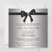 Invitation Fête d'entreprise cravate noire Bow noir argenté (Dos)