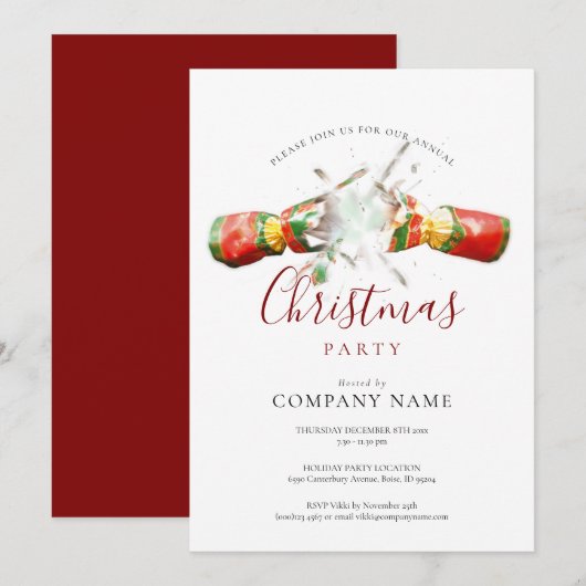 Invitation Fête d'entreprise de Noël (Devant / Derrière)