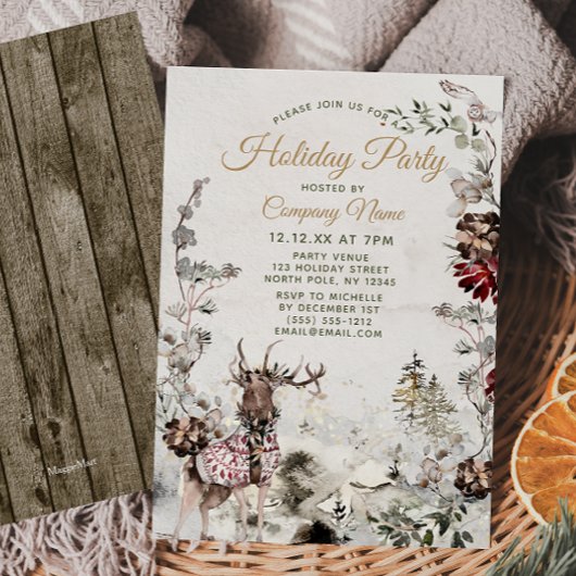 Invitation Fête d'entreprise de Noël Forest Deer