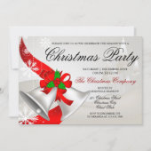 Invitation Fête d'entreprise de Noël Red Loop Silver Bells (Devant)