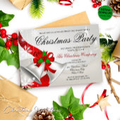 Invitation Fête d'entreprise de Noël Red Loop Silver Bells
