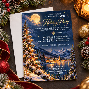 Invitation Fête d'entreprise de Noël sous la lune d'hiver