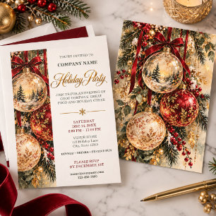 Invitation Fête d'entreprise élégante de Noël des employés