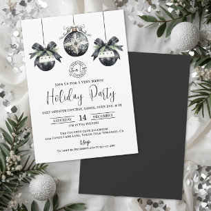 Invitation Fête d'entreprise élégante noir blanc pour les fêt