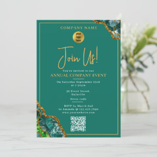 Invitation Fête d'entreprise Entreprise Annuelle Verte Or
