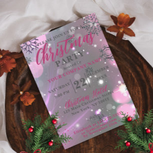 Invitation Fête d'entreprise Noël hivernal rose Merveilleux
