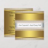 Invitation Fête d'entreprise noire cravate or et blanc (Devant / Derrière)