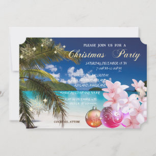 Invitation Fête d'entreprise Plumeria Noël sur la plage