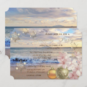 Invitation Fête d'entreprise Plumeria Noël sur la plage