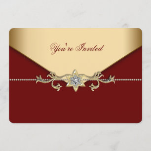 Invitation Fête d'entreprise rouge et or