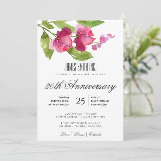 INVITATION FÊTE D'ENTREPRISE THÈME FLORAL ROSE ROUGE A L'AQUA (Debout devant)